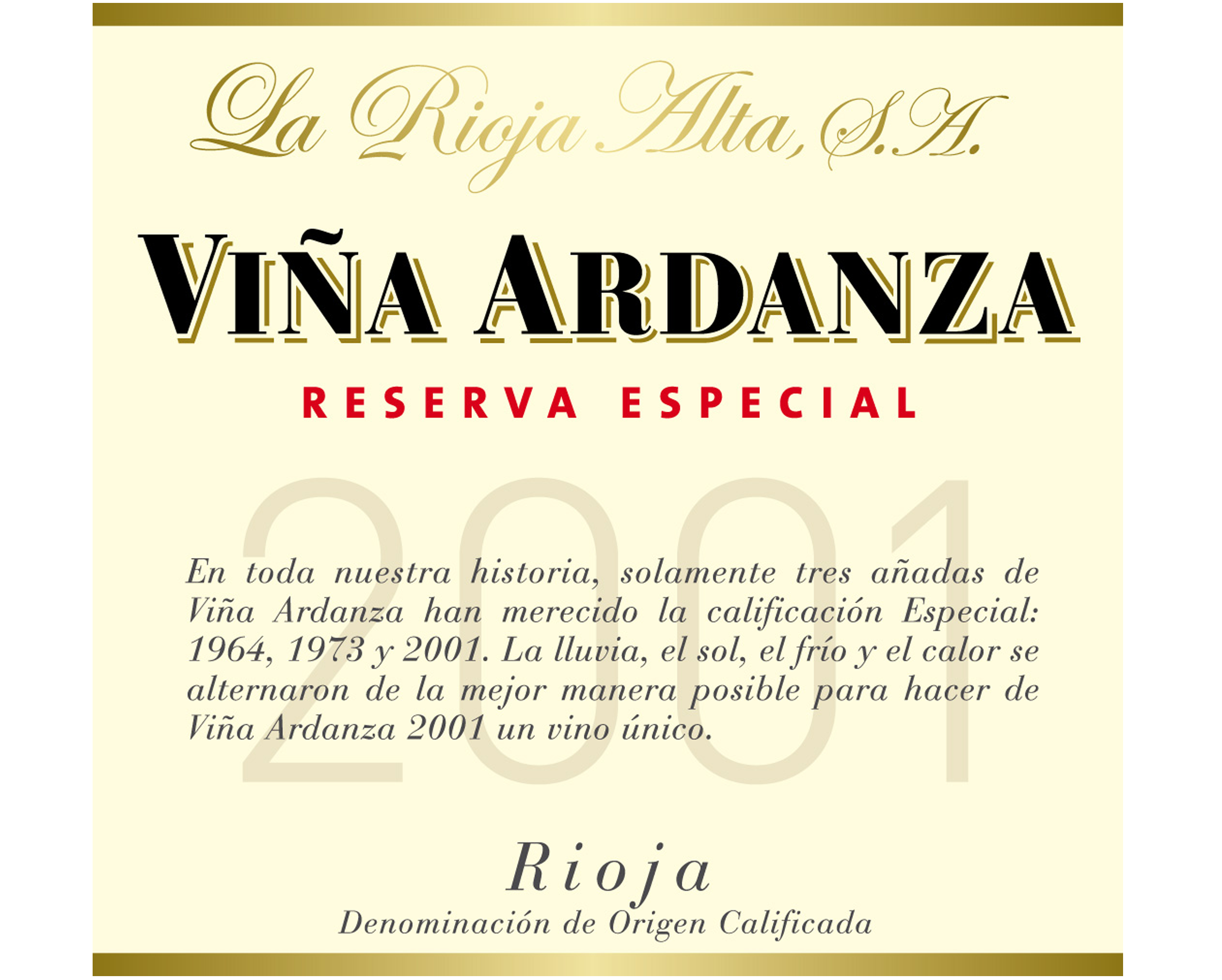 Viña Ardanza Reserva 2001